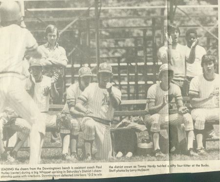 1976 DHS Bench during the District 1 Championship game against Interboro.